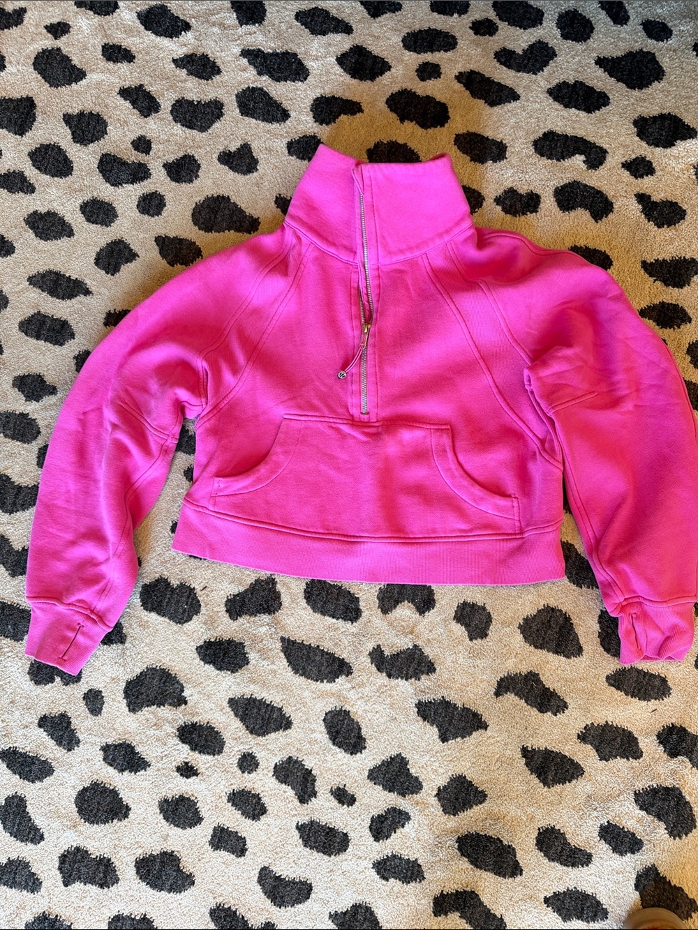 lululemon athletica Cropped Half-Zip Pullover in Bright Pink scuba